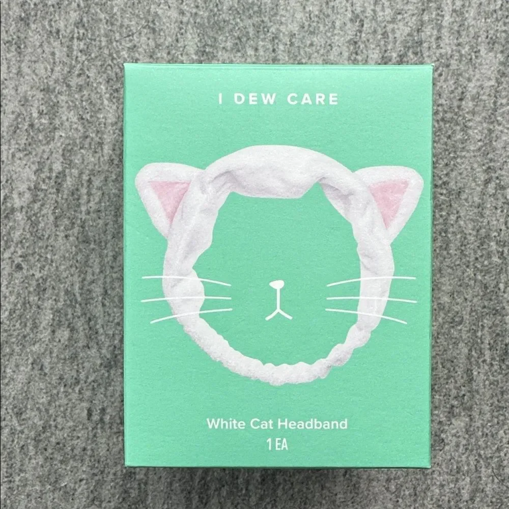 NIB I Dew Care White Cat Soft Headband Skincare Accessory Self‑Care & Spa Night